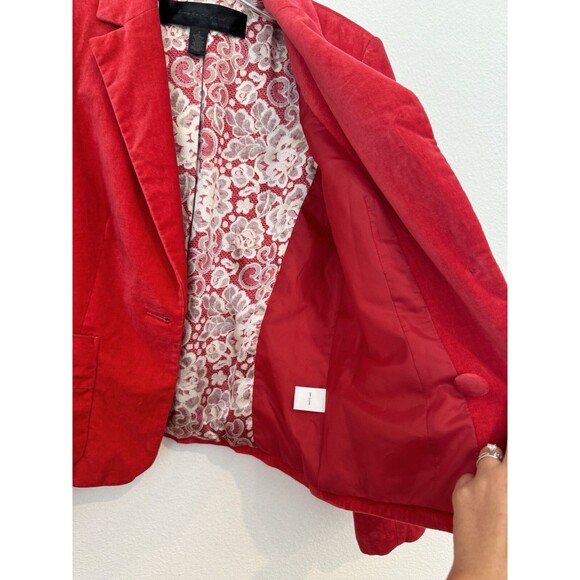 Apostrophe Women's Red Velvet Blazer Pockets Chic Girly Career 2 *Stain - Picture 8 of 14